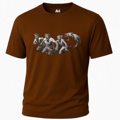 People Running From Bear Performance Shirt