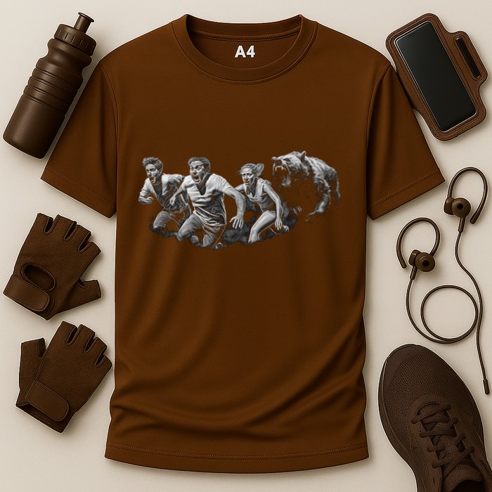 People Running From Bear Performance Shirt