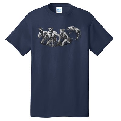 People Running From Bear Tall T-Shirt