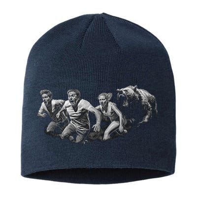 People Running From Bear Sustainable Beanie