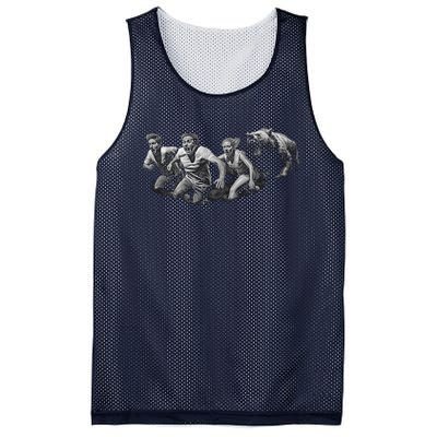 People Running From Bear Mesh Reversible Basketball Jersey Tank