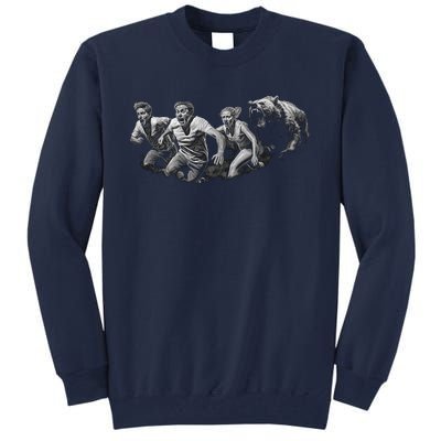 People Running From Bear Tall Sweatshirt