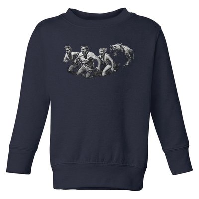 People Running From Bear Toddler Sweatshirt