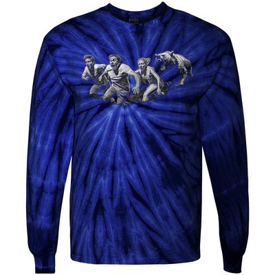 People Running From Bear Tie-Dye Long Sleeve Shirt