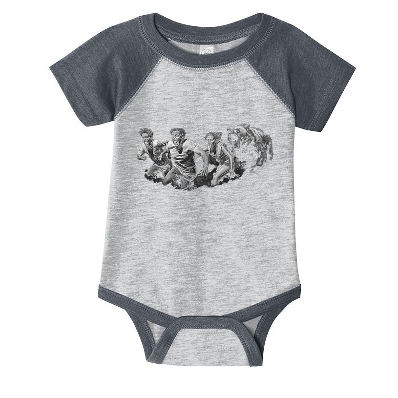 People Running From Bear Infant Baby Jersey Bodysuit