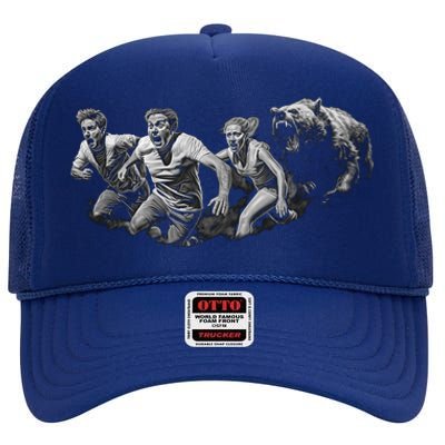 People Running From Bear High Crown Mesh Back Trucker Hat