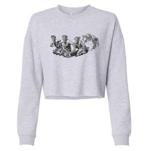 People Running From Bear Cropped Pullover Crew