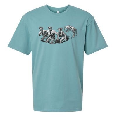 People Running From Bear Sueded Cloud Jersey T-Shirt