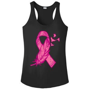 Pink Ribbon Feather Bird Cute Breast Cancer Awareness Meaningful Gift Ladies PosiCharge Competitor Racerback Tank