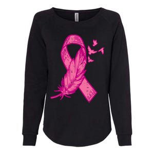 Pink Ribbon Feather Bird Cute Breast Cancer Awareness Meaningful Gift Womens California Wash Sweatshirt