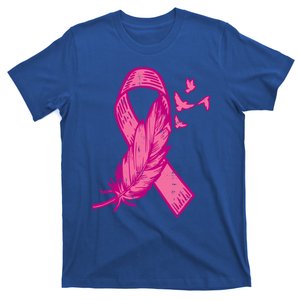 Pink Ribbon Feather Bird Cute Breast Cancer Awareness Meaningful Gift T-Shirt