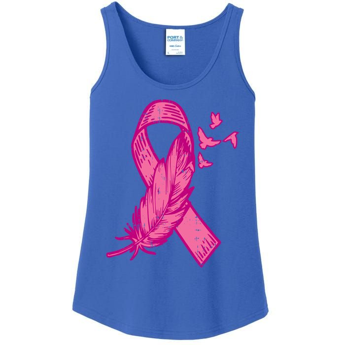 Pink Ribbon Feather Bird Cute Breast Cancer Awareness Meaningful Gift Ladies Essential Tank