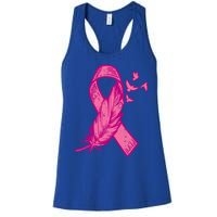 Pink Ribbon Feather Bird Cute Breast Cancer Awareness Meaningful Gift Women's Racerback Tank