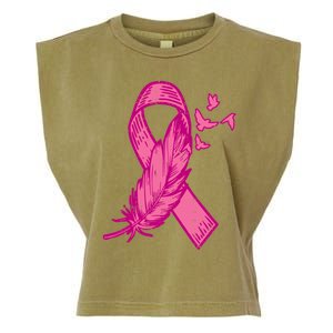 Pink Ribbon Feather Bird Cute Breast Cancer Awareness Meaningful Gift Garment-Dyed Women's Muscle Tee