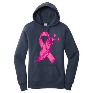 Pink Ribbon Feather Bird Cute Breast Cancer Awareness Meaningful Gift Women's Pullover Hoodie