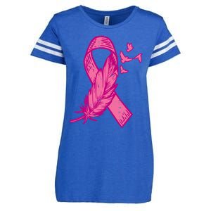 Pink Ribbon Feather Bird Cute Breast Cancer Awareness Meaningful Gift Enza Ladies Jersey Football T-Shirt