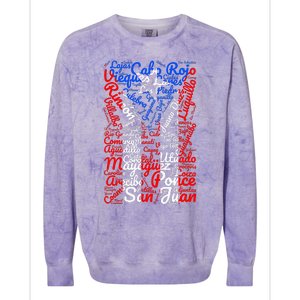 Puerto Rican Flag Towns And Cities Of Puerto Rico Colorblast Crewneck Sweatshirt