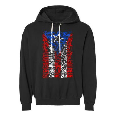 Puerto Rican Flag Towns And Cities Of Puerto Rico Garment-Dyed Fleece Hoodie