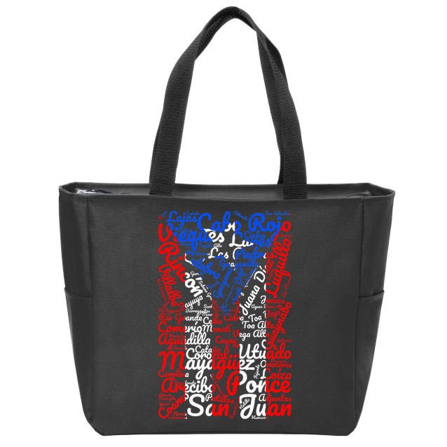 Puerto Rican Flag Towns And Cities Of Puerto Rico Zip Tote Bag