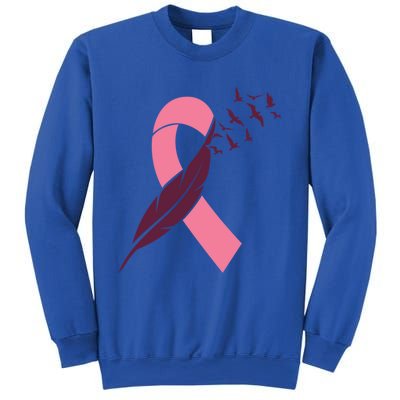 Pink Ribbon Feather Birds Breast Cancer October Gift Sweatshirt