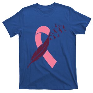 Pink Ribbon Feather Birds Breast Cancer October Gift T-Shirt