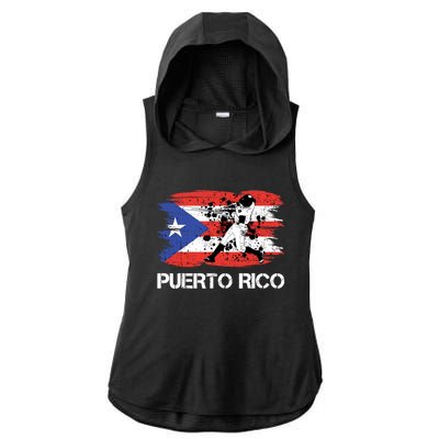 Puerto Rico Flag Baseball Puerto Rican Boricua Ladies PosiCharge Tri-Blend Wicking Draft Hoodie Tank