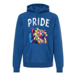 Pride Rainbow Flag Graphic Lion Hu Rights Funny Gift Premium Hoodie