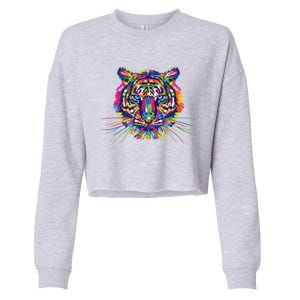 Pride Rainbow Flag Graphic Tiger Hu Rights Gift Cropped Pullover Crew