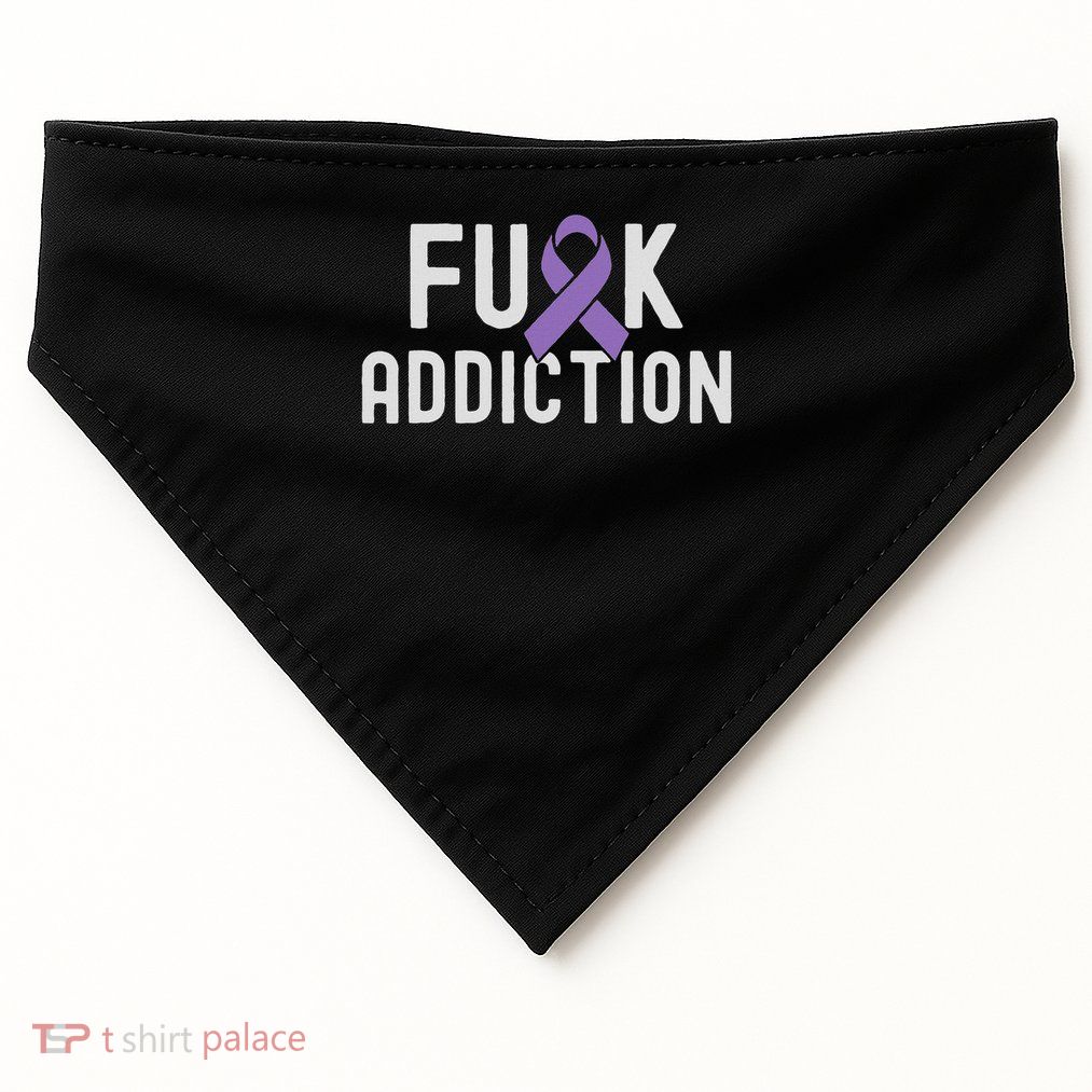 Purple Ribbon Fck Addiction Overdose Awareness USA-Made Doggie Bandana