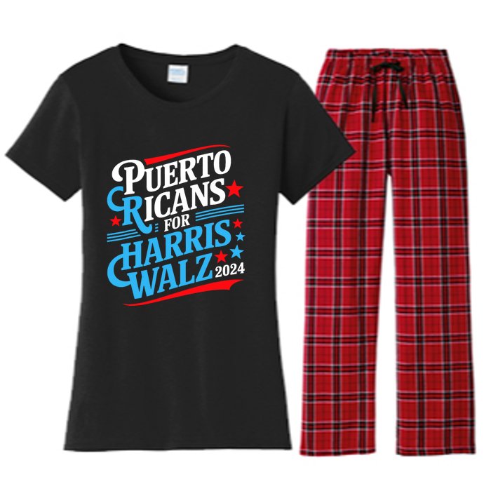 Puerto Ricans For Harris Walz Presidential Election 2024 Women's Flannel Pajama Set