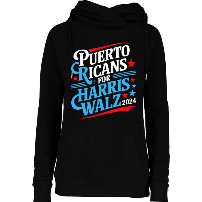 Puerto Ricans For Harris Walz Presidential Election 2024 Womens Funnel Neck Pullover Hood