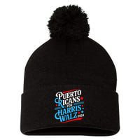 Puerto Ricans For Harris Walz Presidential Election 2024 Pom Pom 12in Knit Beanie