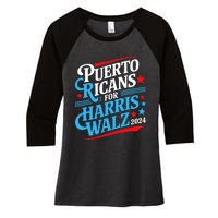 Puerto Ricans For Harris Walz Presidential Election 2024 Women's Tri-Blend 3/4-Sleeve Raglan Shirt