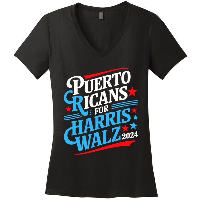 Puerto Ricans For Harris Walz Presidential Election 2024 Women's V-Neck T-Shirt