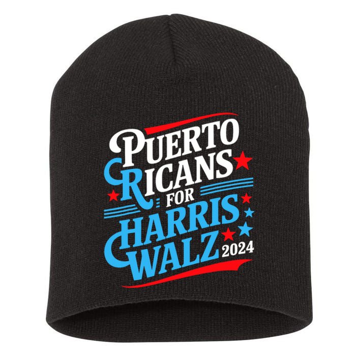 Puerto Ricans For Harris Walz Presidential Election 2024 Short Acrylic Beanie