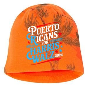 Puerto Ricans For Harris Walz Presidential Election 2024 Kati - Camo Knit Beanie