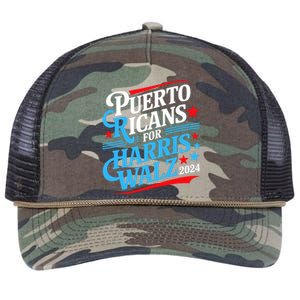 Puerto Ricans For Harris Walz Presidential Election 2024 Retro Rope Trucker Hat Cap