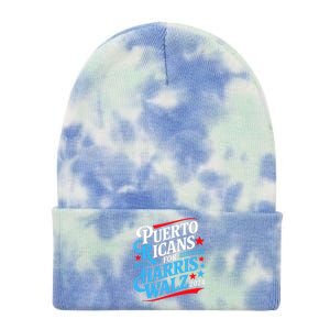 Puerto Ricans For Harris Walz Presidential Election 2024 Tie Dye 12in Knit Beanie