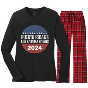 Puerto Ricans For Kamala Harris 2024 Women's Long Sleeve Flannel Pajama Set 