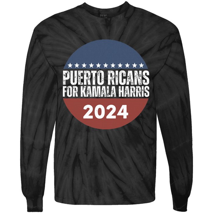 Puerto Ricans For Kamala Harris 2024 Tie-Dye Long Sleeve Shirt