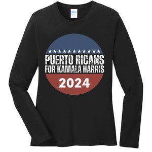 Puerto Ricans For Kamala Harris 2024 Ladies Long Sleeve Shirt