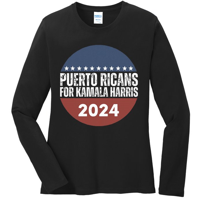 Puerto Ricans For Kamala Harris 2024 Ladies Long Sleeve Shirt