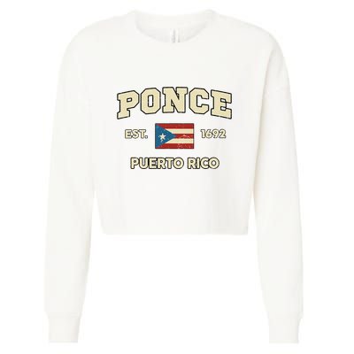 Puerto Rico Flag Hispanic Heritage Month Ponce Boricua Rican Cropped Pullover Crew