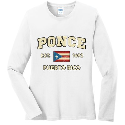 Puerto Rico Flag Hispanic Heritage Month Ponce Boricua Rican Ladies Long Sleeve Shirt