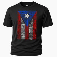 Puerto Rican Flag With Towns And Cities Of Puerto Rico Cooling Performance Crew T-Shirt