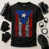 Puerto Rican Flag With Towns And Cities Of Puerto Rico Cooling Performance Crew T-Shirt
