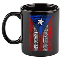 Puerto Rican Flag With Towns And Cities Of Puerto Rico 11oz C Handle Ceramic Mug