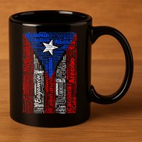 Puerto Rican Flag With Towns And Cities Of Puerto Rico 11oz C Handle Ceramic Mug
