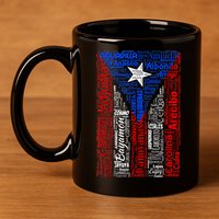Puerto Rican Flag With Towns And Cities Of Puerto Rico 11oz C Handle Ceramic Mug