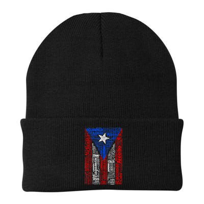 Puerto Rican Flag With Towns And Cities Of Puerto Rico Beanie